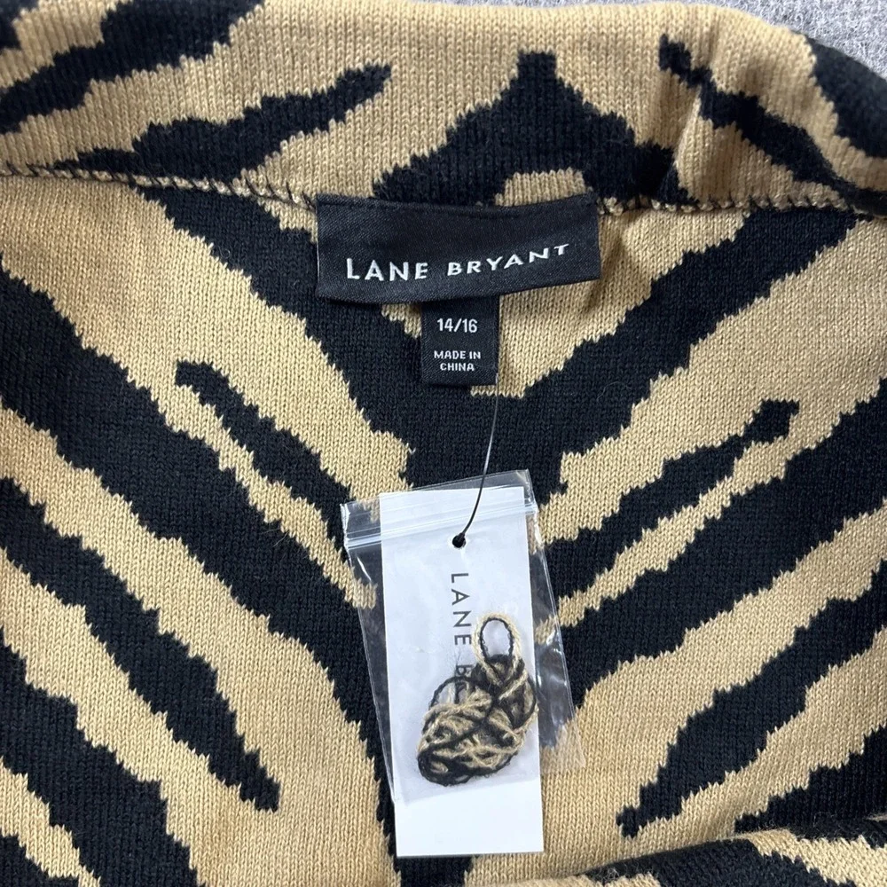 New Lane Bryant Animal Print Skirt Women's 14/16 Black Tan Pull On Classy Party